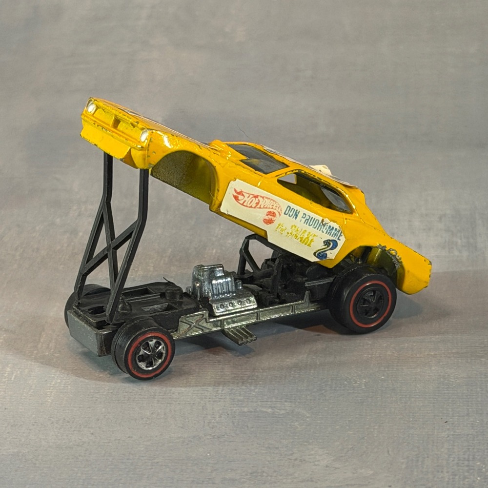 Hot Wheels Redline 1969 Don Prudhomme The Snake Funny Car Yellow Hong Kong